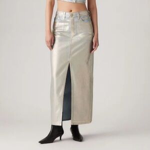 LEVI'S Revolve Column Skirt Gold Optical Illusion Denim Maxi Skirt sz 28 & 31
